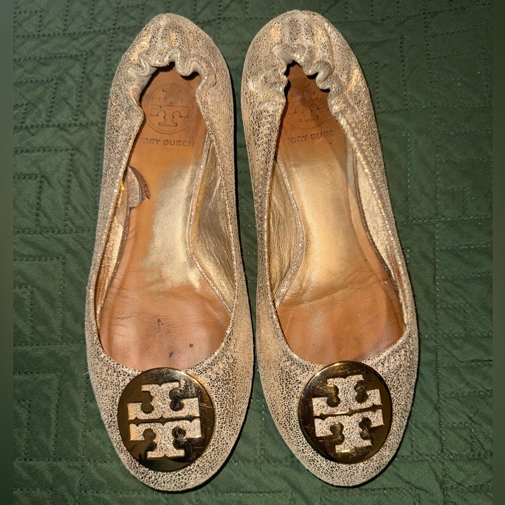 Tory Burch Gold Flats
